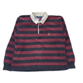Tommy Hilfiger 90's Vintage Maroon & Black Stripe Collared Jumper Men's Size L