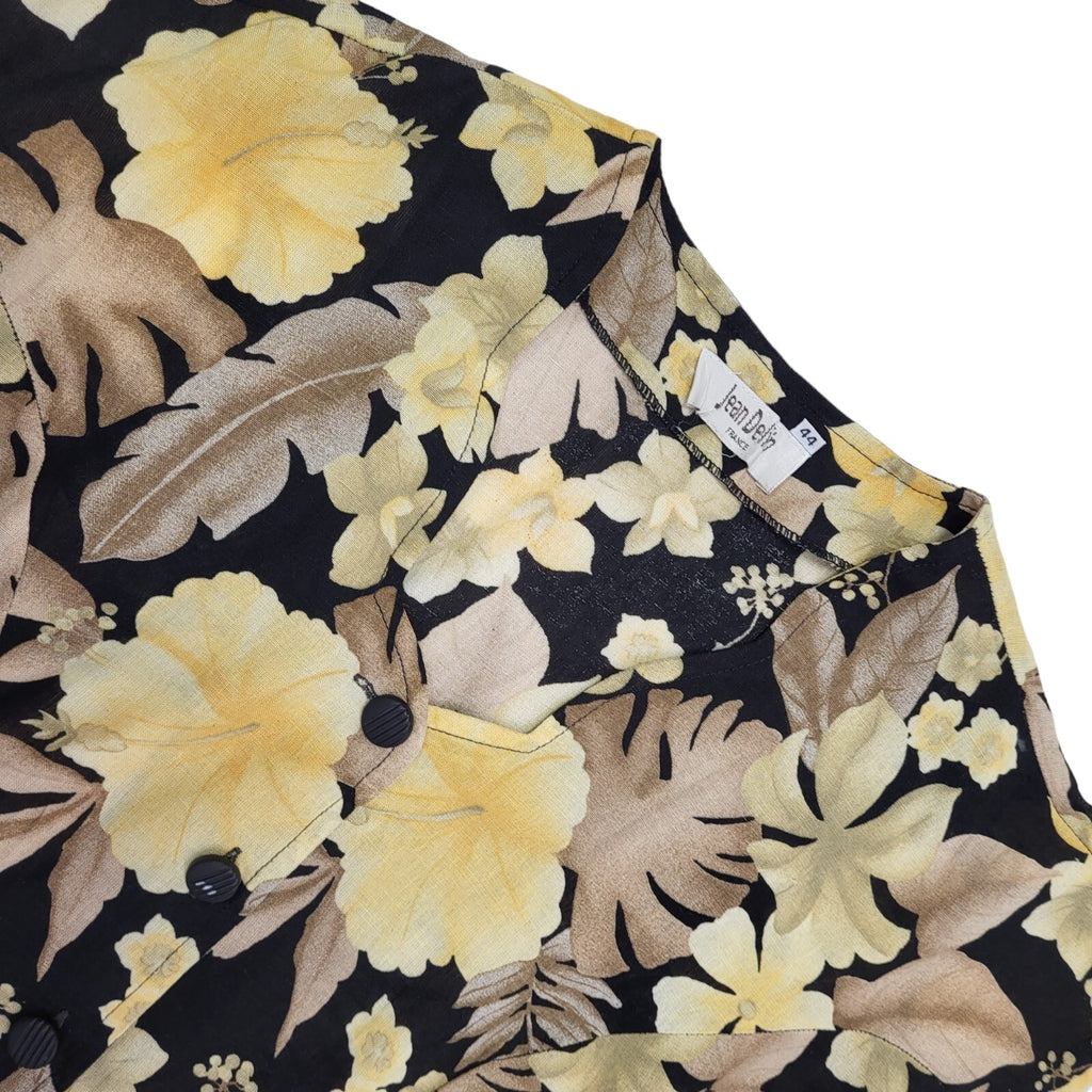 Jean Deflin 90s Vintage Floral Buttoned Daywear Dress Women's 14/16