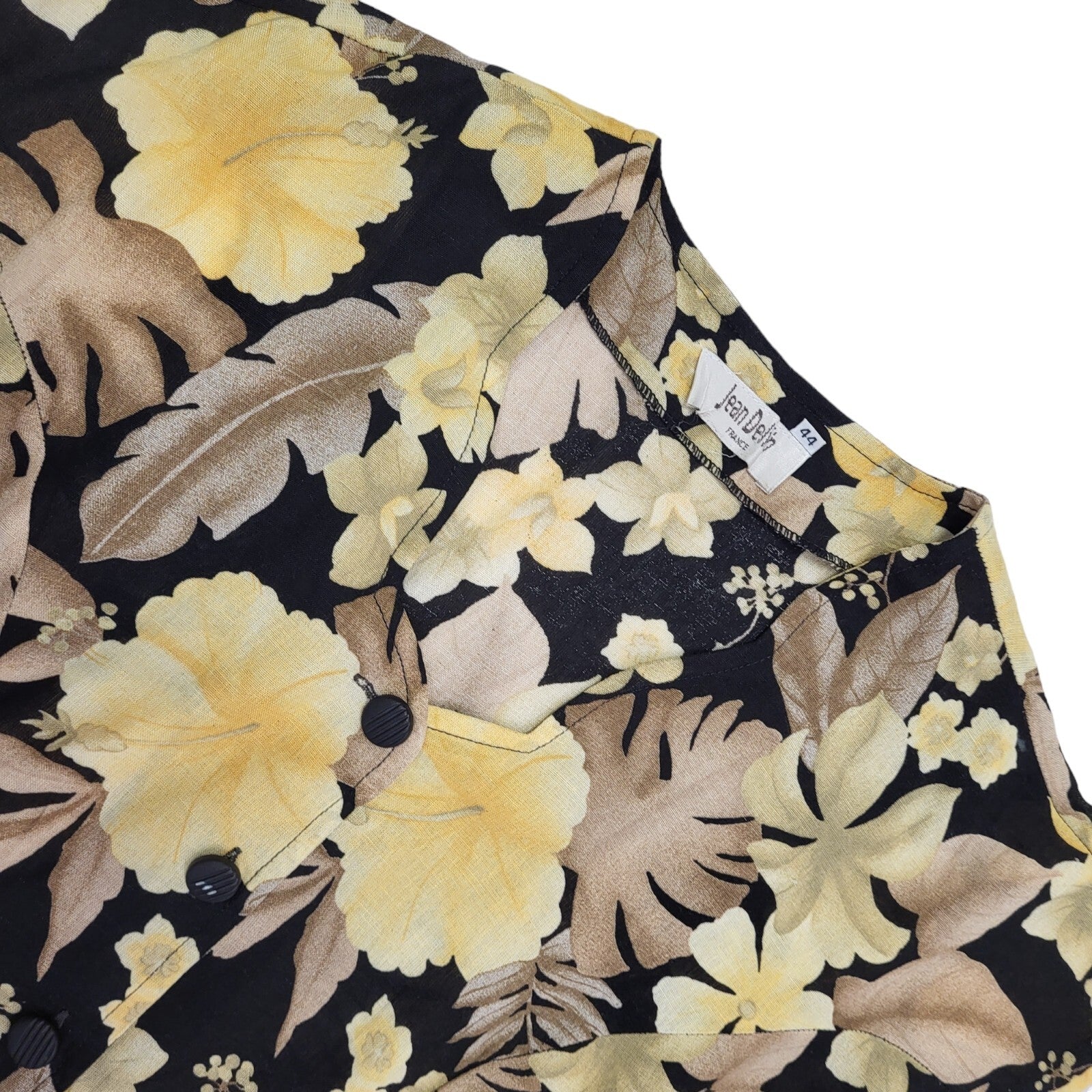 Jean Deflin 90s Vintage Floral Buttoned Daywear Dress Women's 14/16
