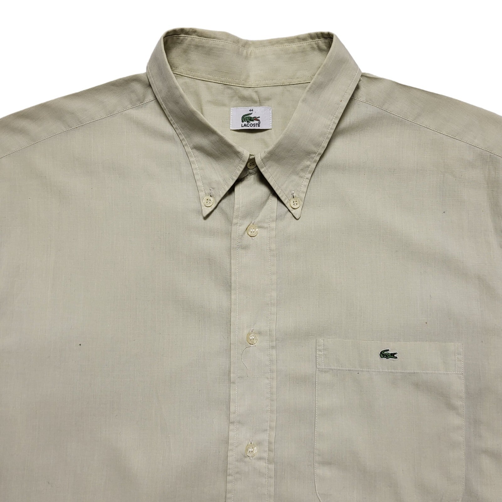 Lacoste Vintage Y2K Green Regular Fit Long Sleeve Shirt Mens UK Size XL