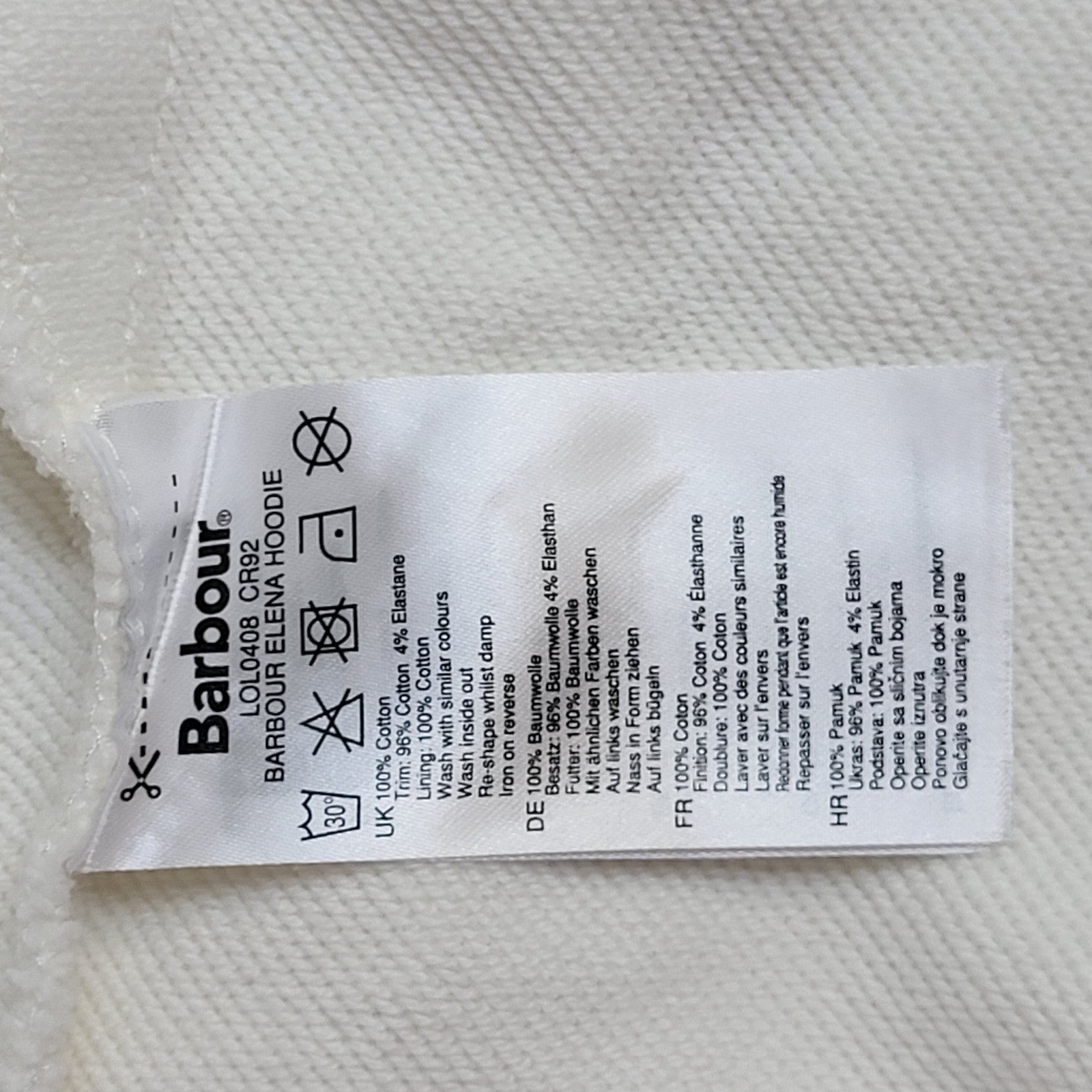 Barbour Sweatshirt Hoodie Heritage White Y2K Oversized UK Women's Size M 10