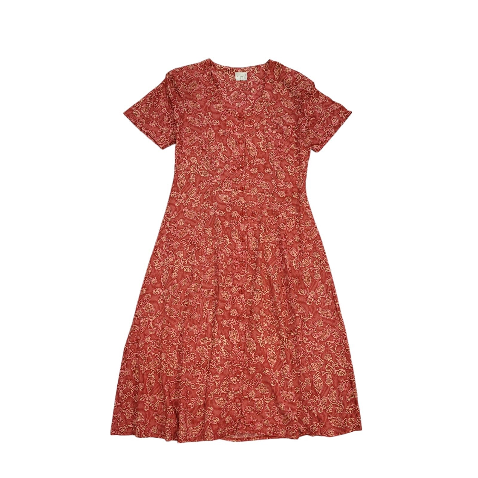 90s Vintage Classics Pink Floral Daywear Dress Women's Size 14