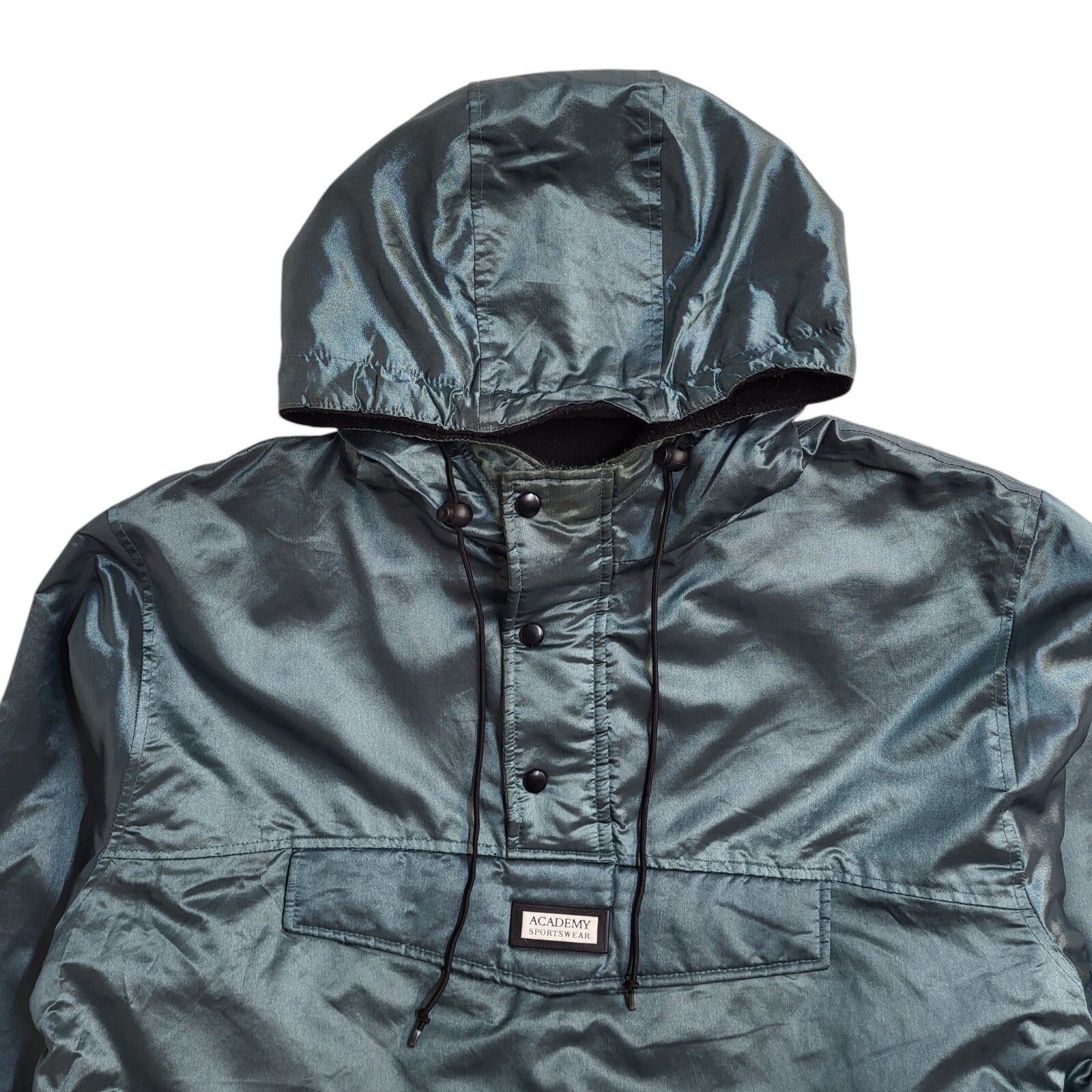 Academy 90s Green Hooded Over-sized Pullover Jacket Uk Men's Size Large