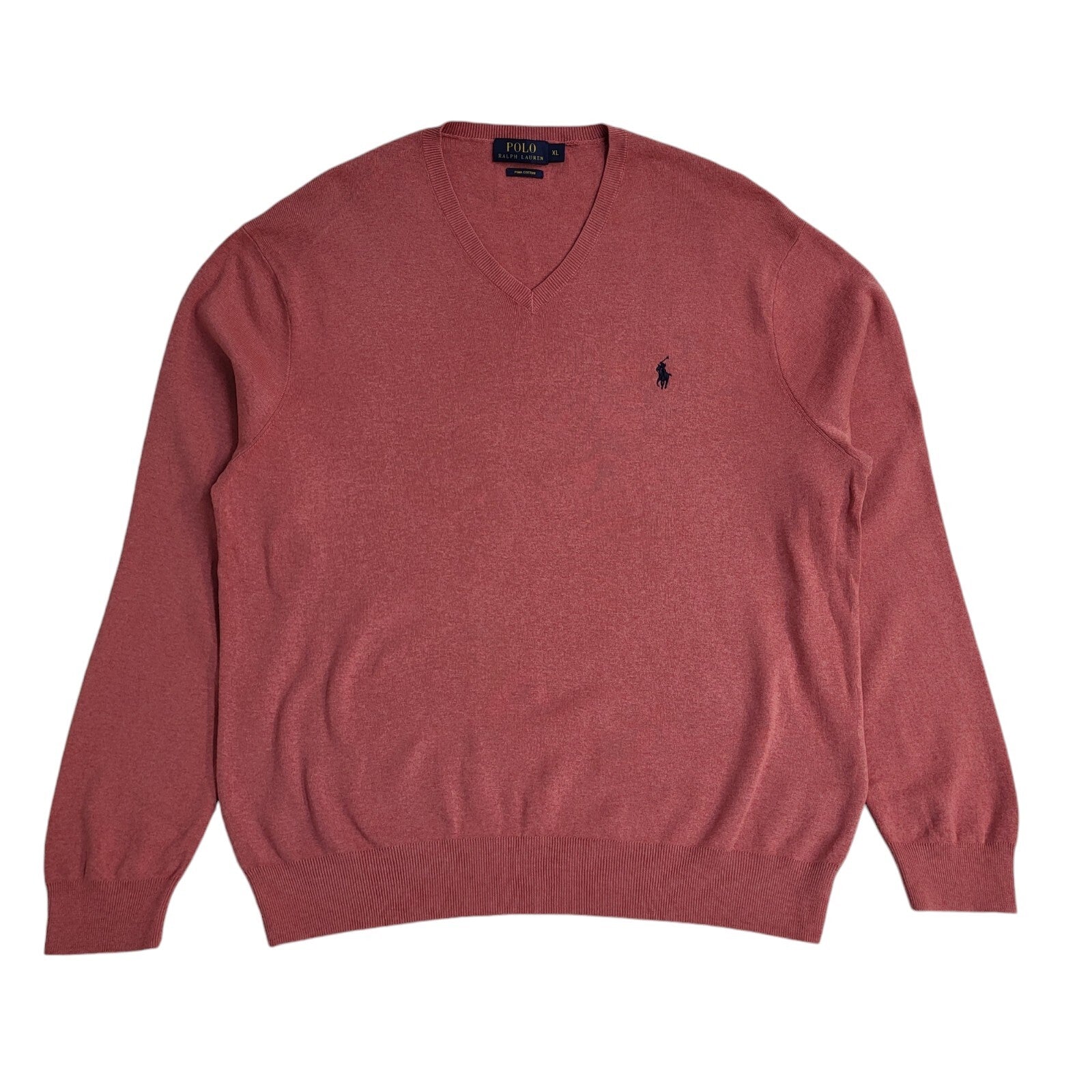 Polo Ralph Lauren Y2K Pink V- Neck Long Sleeve Jumper Men's UK Size XL