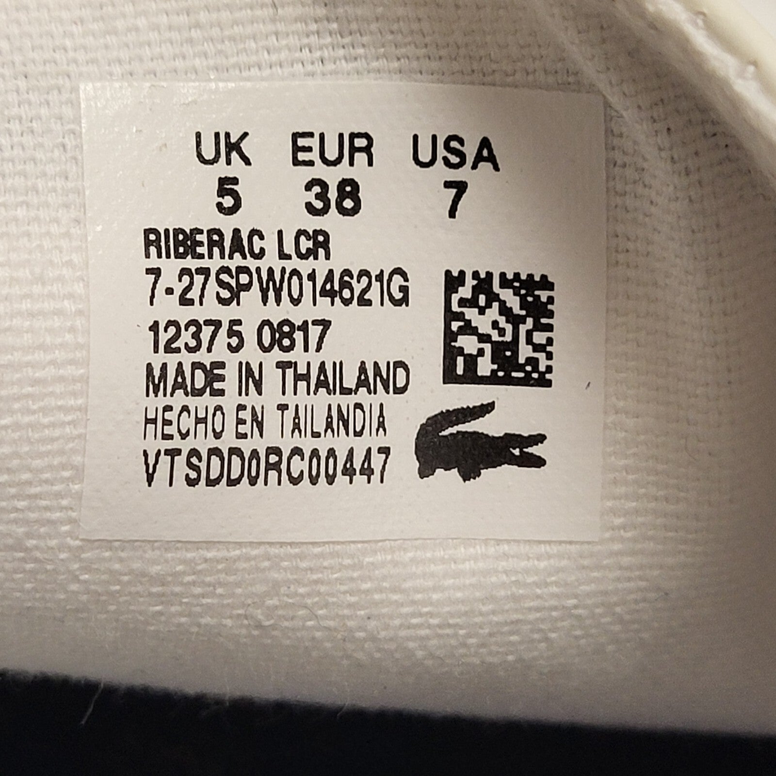 Lacoste Riberac White Leather Lace Up Trainers Uk 5