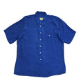 Hatico 90s Blue Solid Short Sleeve Retro Shirt Uk Men's Size XL