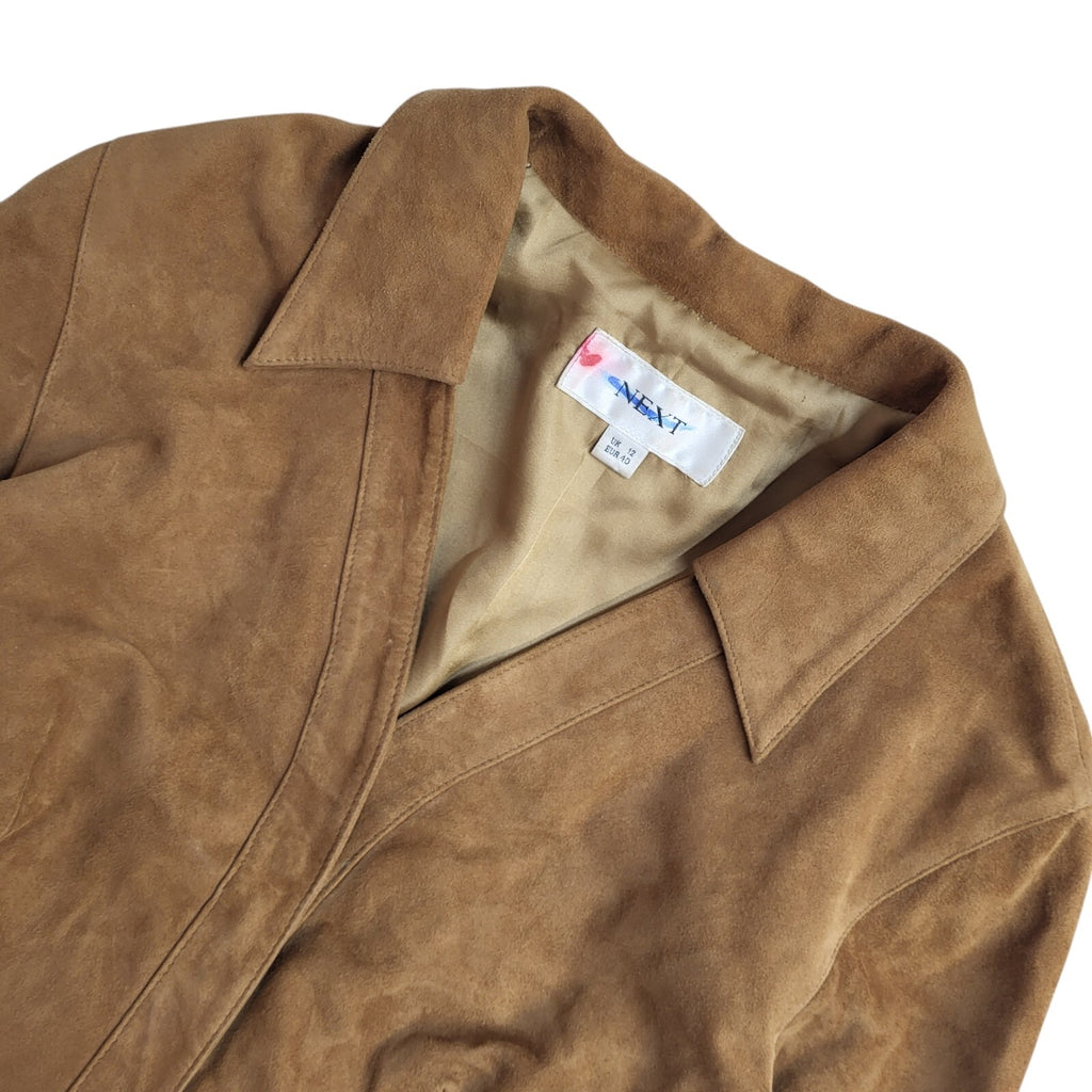Next Brown Y2k Leather Zipped Jacket UK Women's Size 12