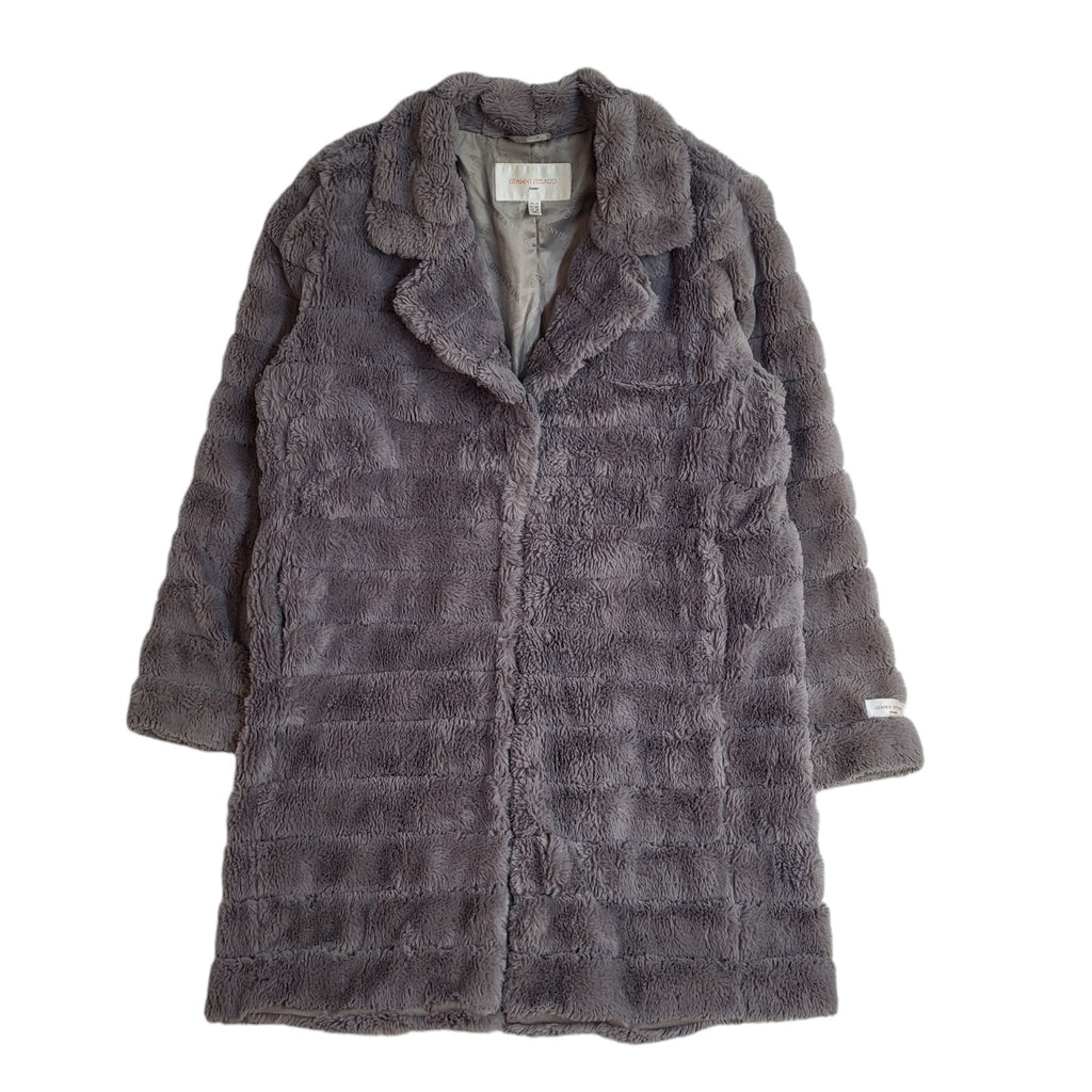 Gianni Feraud Vintage 90's Grey Faux Fur Coat Women's UK 14