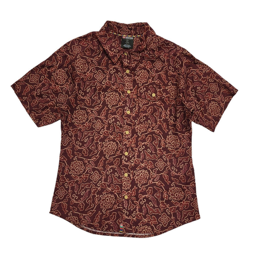 Sherpa 80's Red Floral Regular Fit Short Sleeve Shirt Mens UK Size S