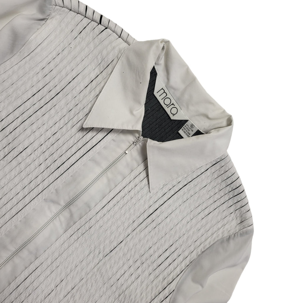 Mara Y2k White Zipped 3/4 Sleeve Shirt Uk Women's Size XL