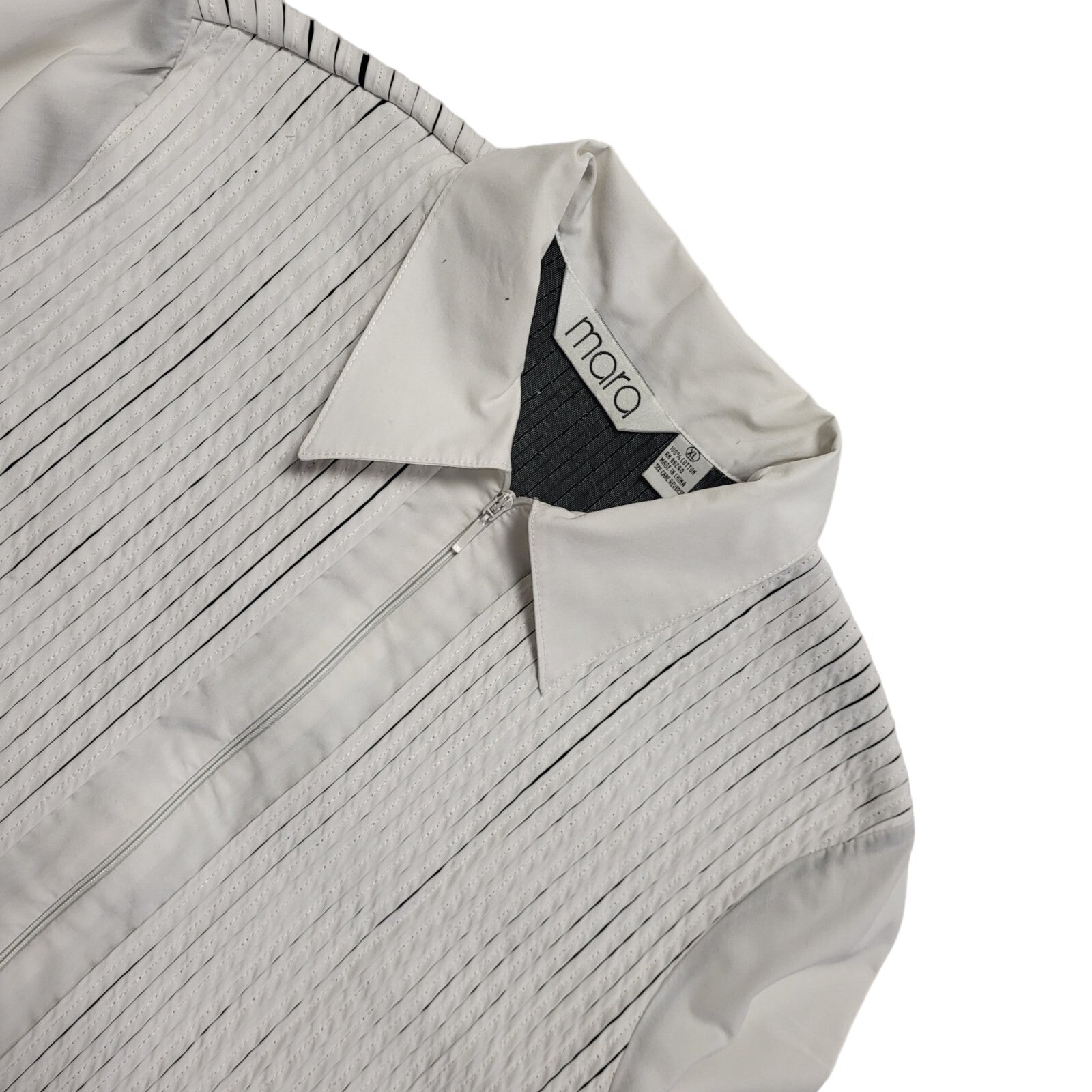 Mara Y2k White Zipped 3/4 Sleeve Shirt Uk Women's Size XL