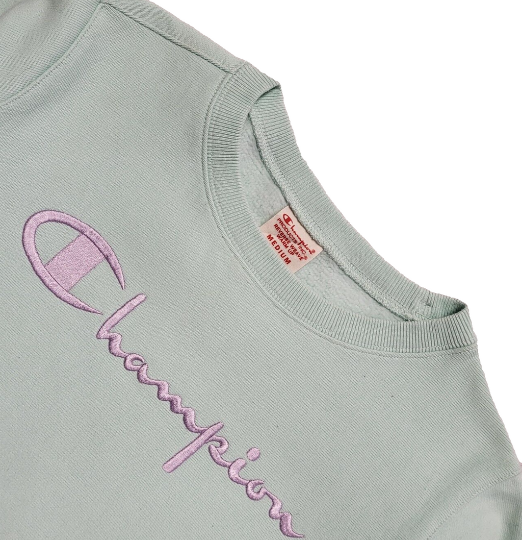 Champion Reverse Weave Vintage Y2K Turquoise Sweatshirt Women's UK Size M