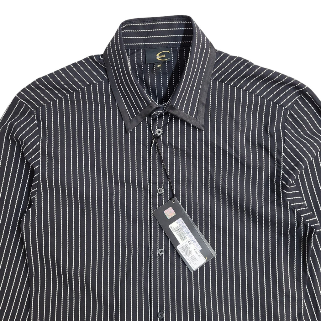Just Cavalli Vintage 90's Black Striped BNWT Long Sleeve Shirt Men's UK S