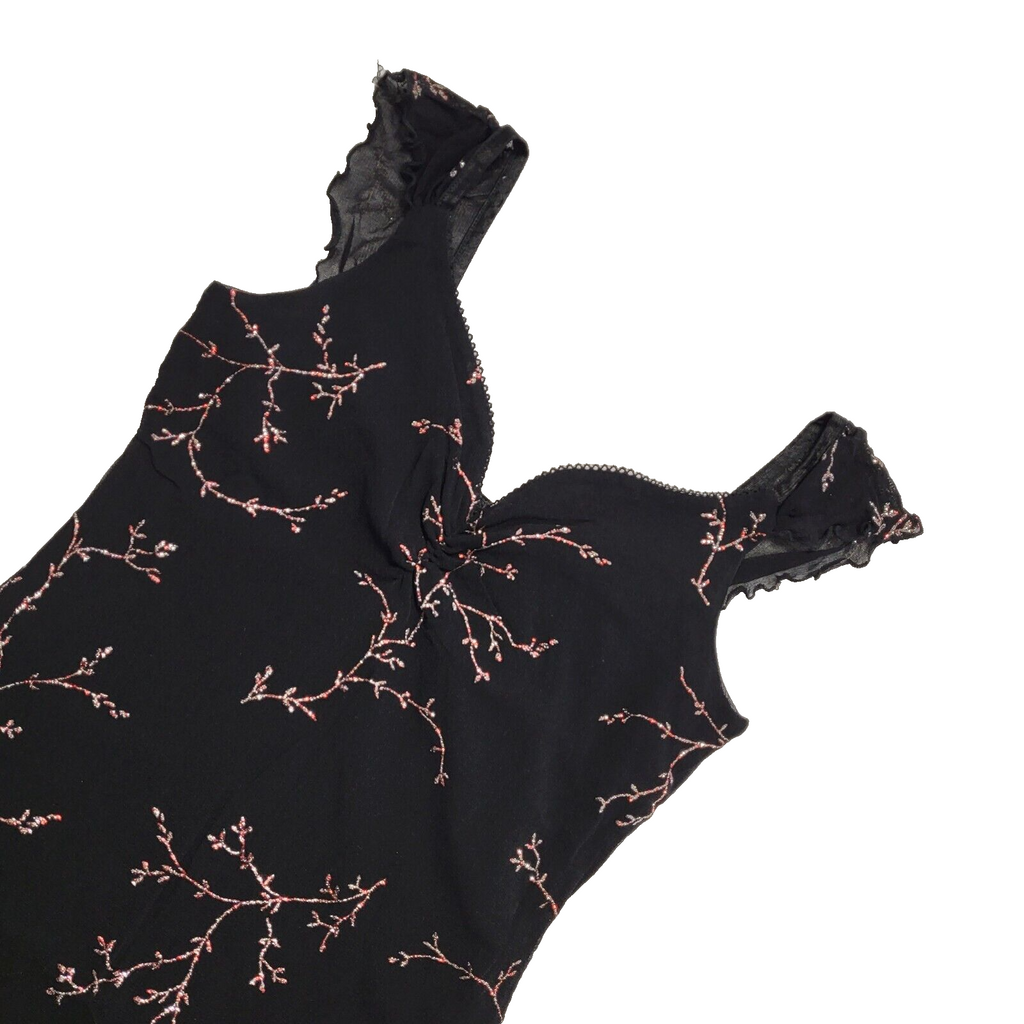 Pineapple Vintage 90s Black Glitter Knee Length Party Dress Womens UK Size M