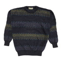 Tom Sayers Vintage 80s Black Blue Geometric Crew Neck Jumper Men's UK M