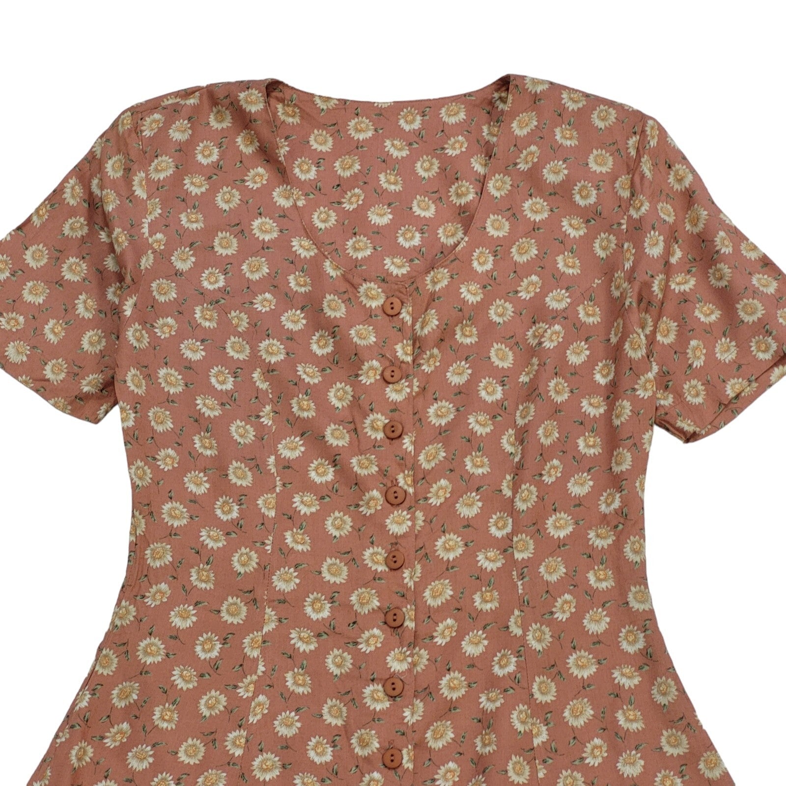 90s Vintage Essentials Peach Floral Daywear Dress Women's Size 12