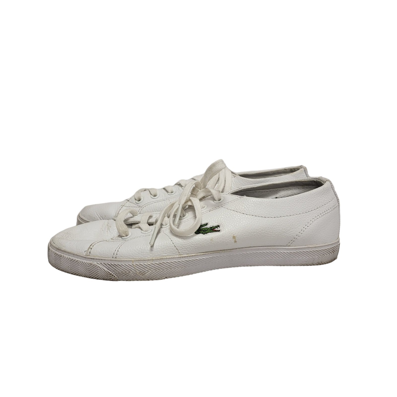 Lacoste Riberac White Leather Lace Up Trainers Uk 5