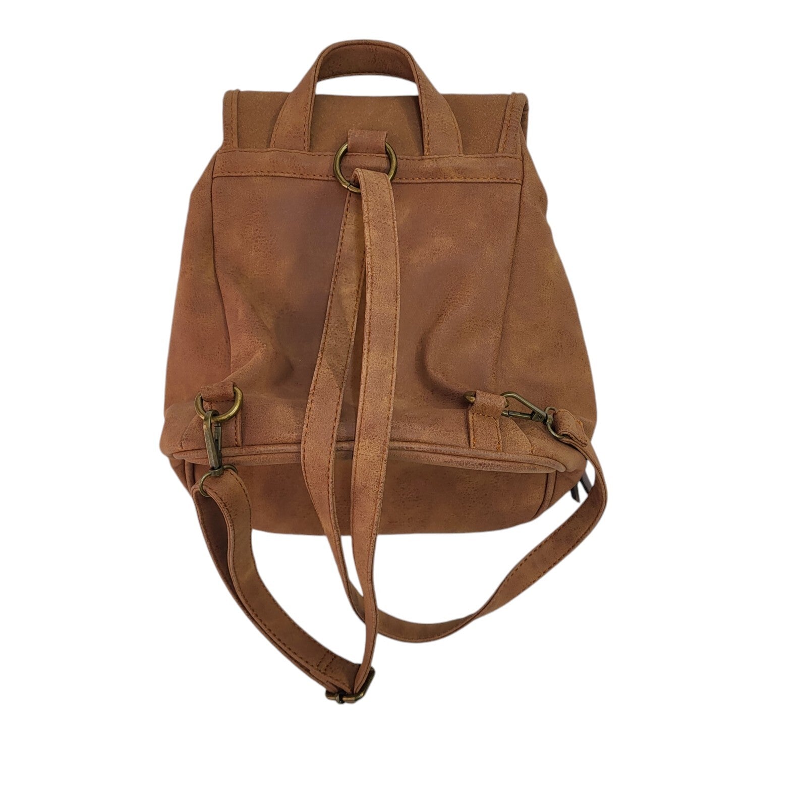 Meli Melo Brown Faux Leather Buckle Backpack Bag Uk Women's Size 12" x 10.5"