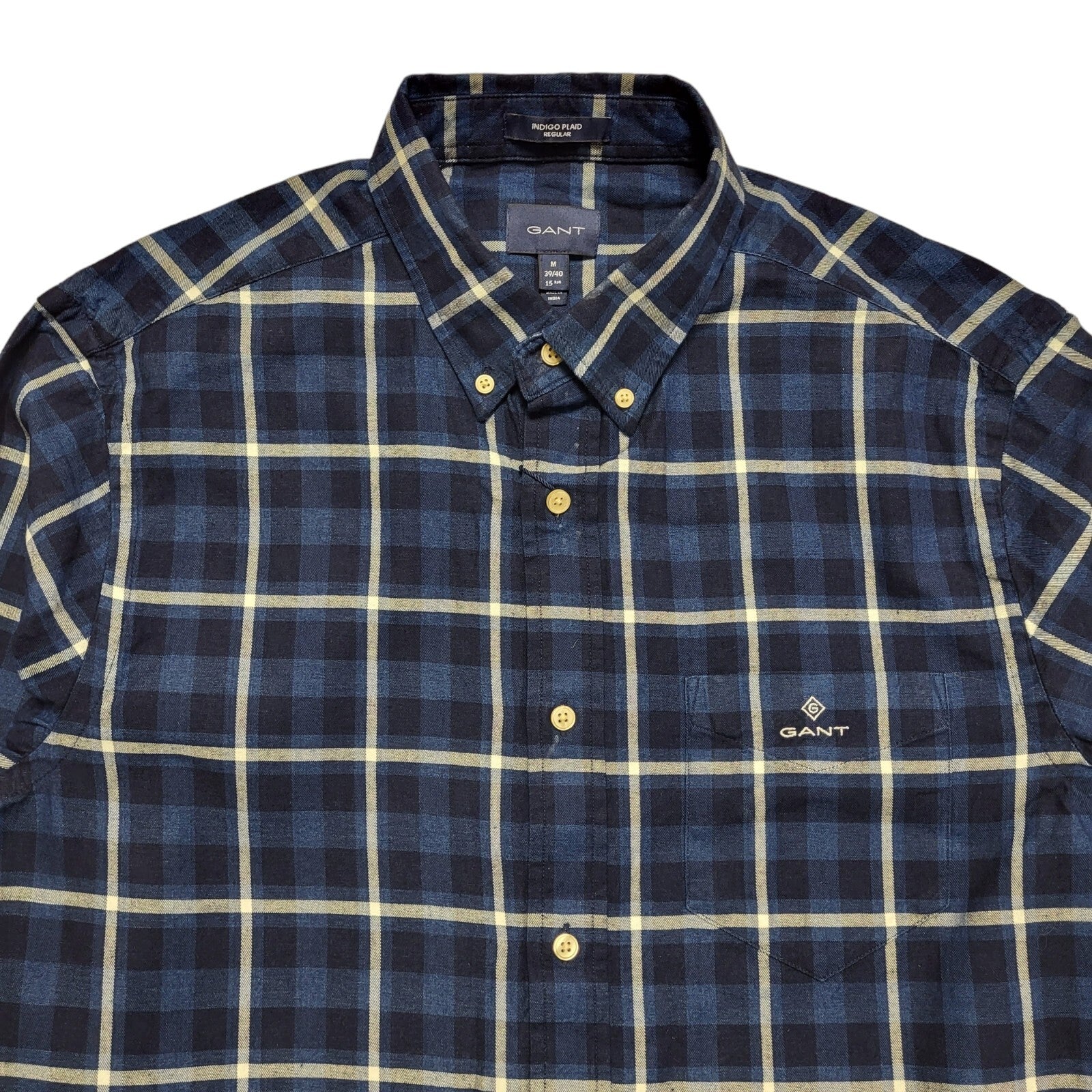 Gant Blue & White Check Long Sleeve Shirt Men's UK Size M
