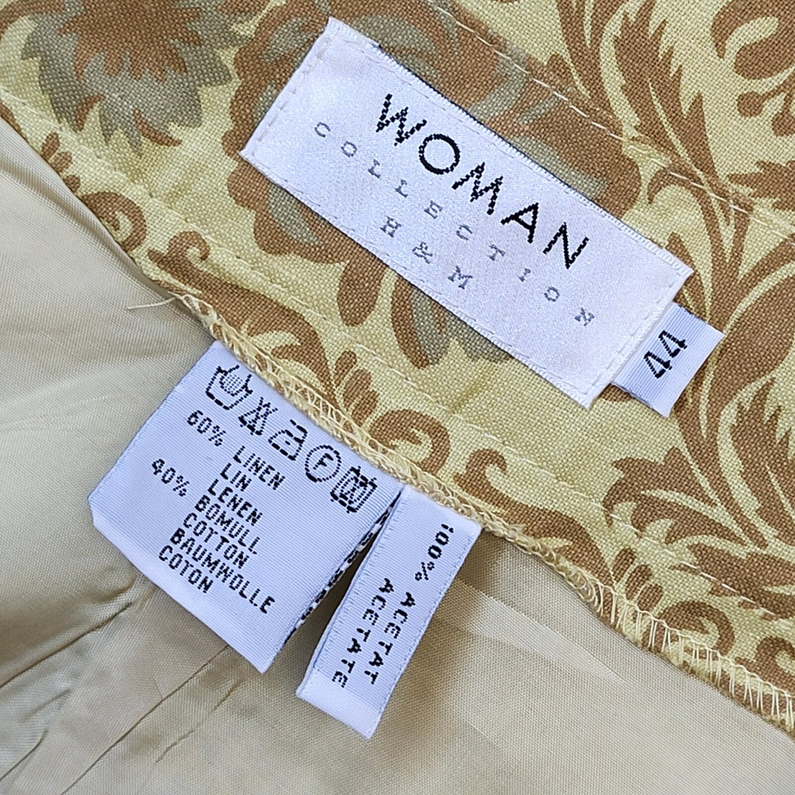 H&M 90's Vintage Yellow Floral Pencil Skirt Women's Size 16 W32