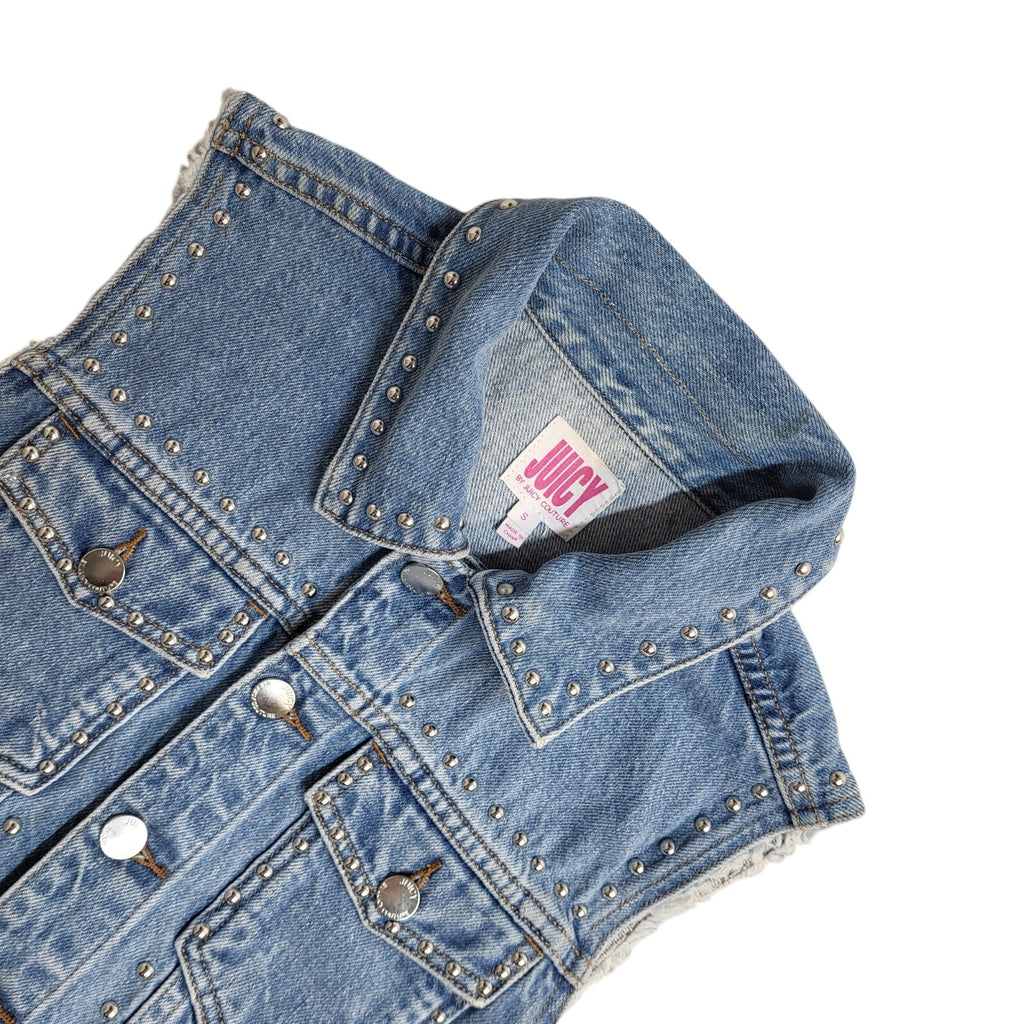 Juicy 90s Vintage Blue Button Denim Gilet Uk Women's Size Small