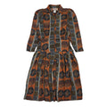 80s Vintage The Dress Company Brown & Grey Patterned Collared Dress Women's 12