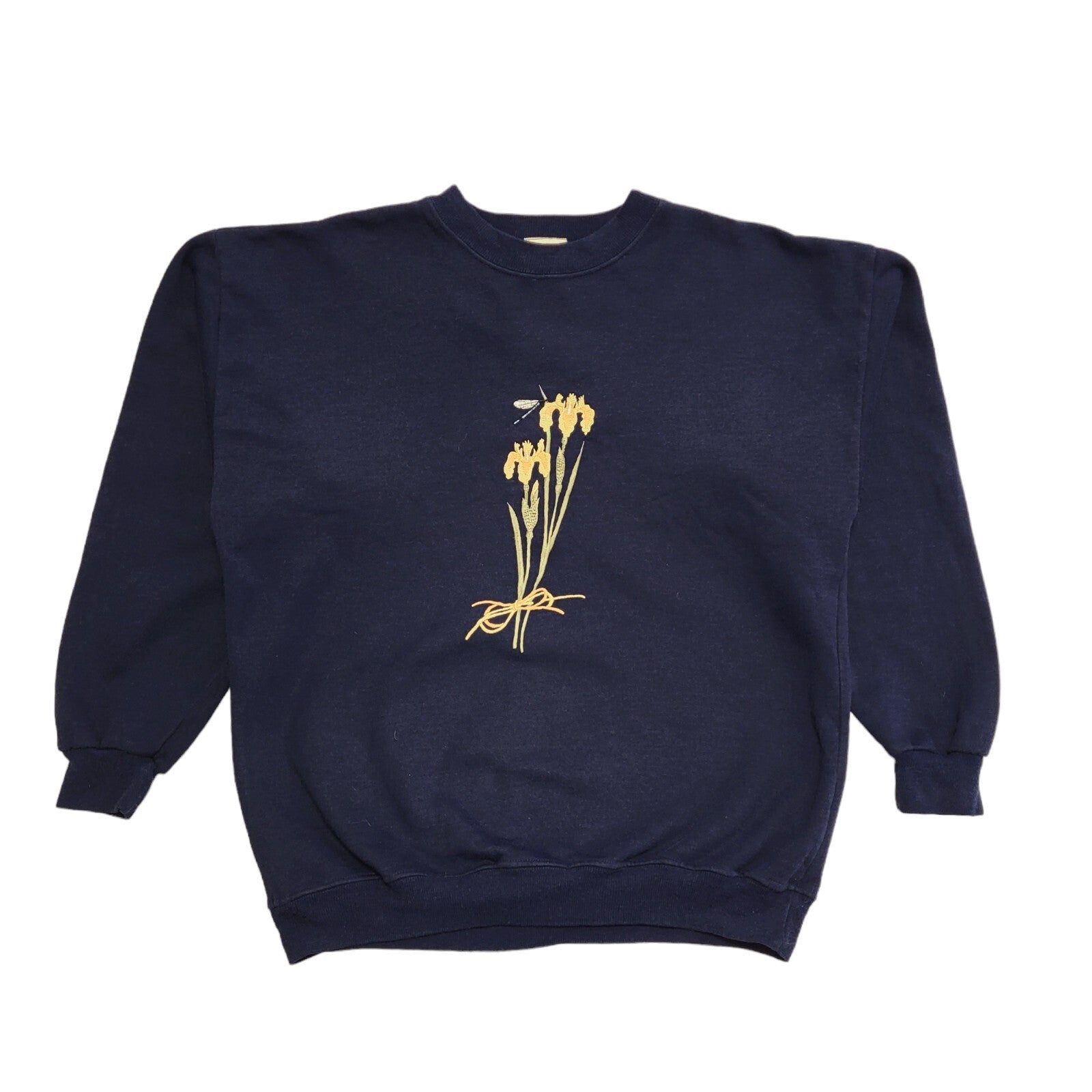 Oak Tree Vintage 90's Blue Floral Cottage Core Sweatshirt Women's UK Size L/XL