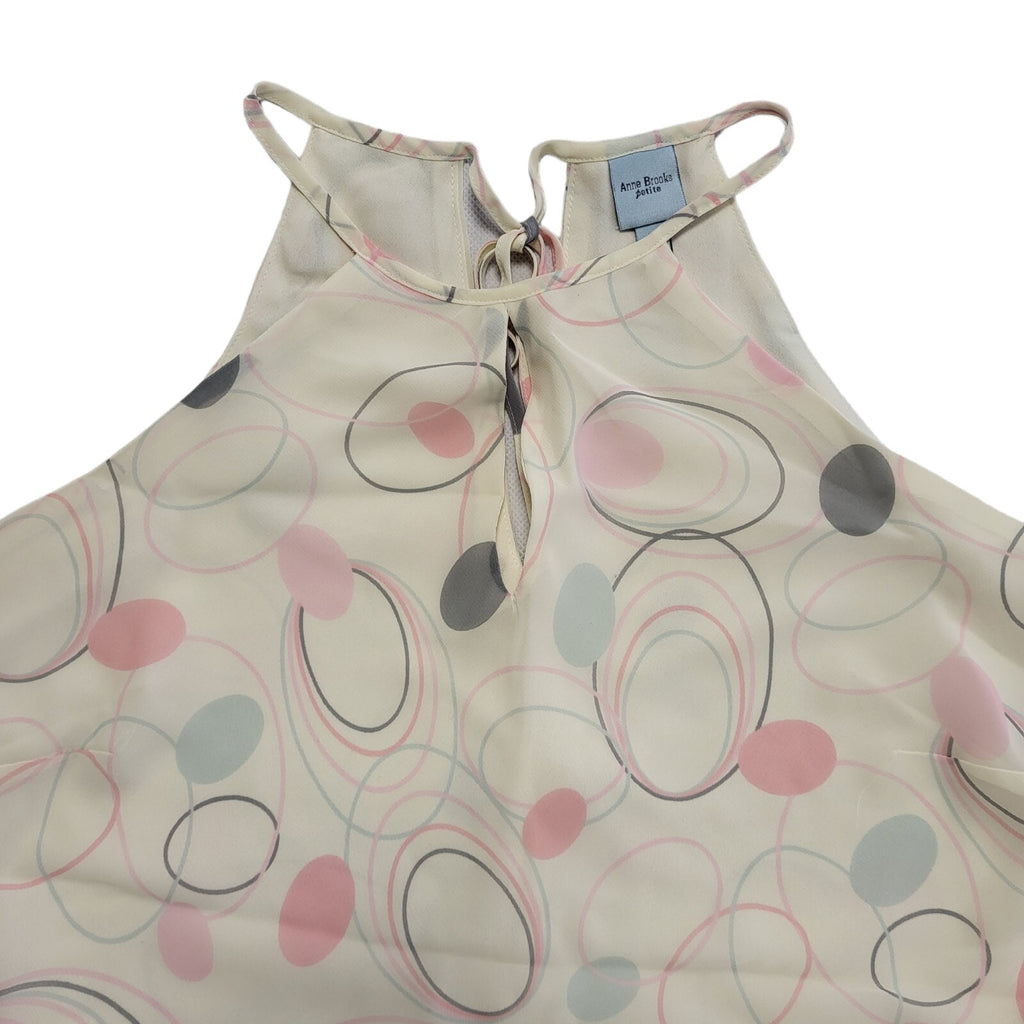 Anne Brooks Petite Cream Patterned Y2K keyhole detail top Women's Uk 10