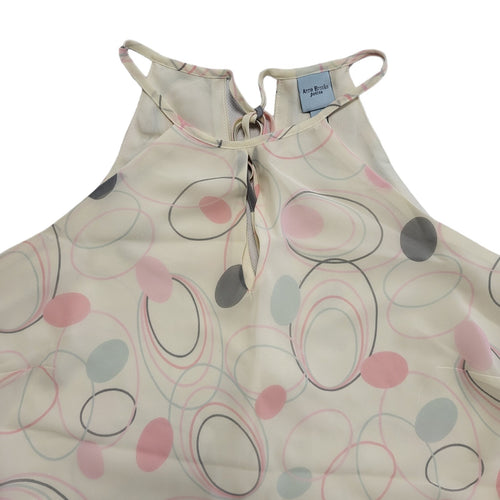 Anne Brooks Petite Cream Patterned Y2K keyhole detail top Women's Uk 10