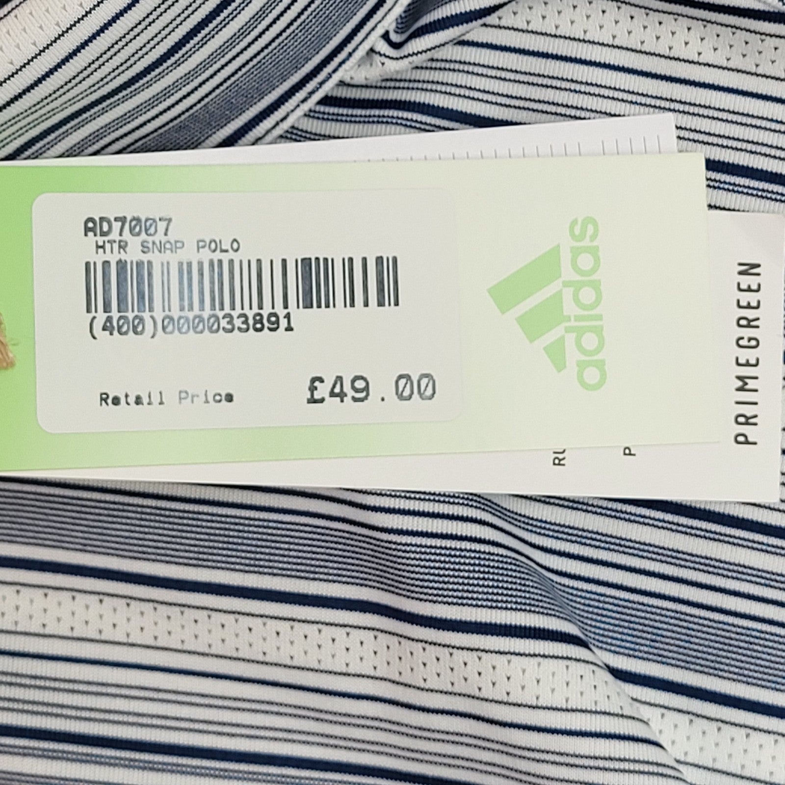 Adidas Bearwood Lakes White & Blue Striped Polo Shirt Uk Men's Size XL Bnwt
