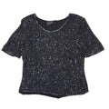 Frank Usher 80s Vintage Black Embellished Blouse Women's Size 14 Eu 42