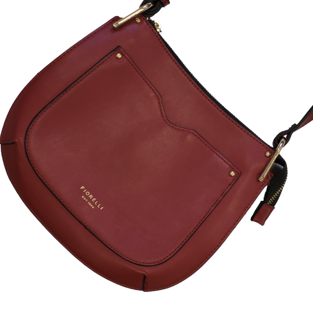 Fiorelli Red Leather Shoulder Saddle Bag Uk Women's 9.5" x 8.5"