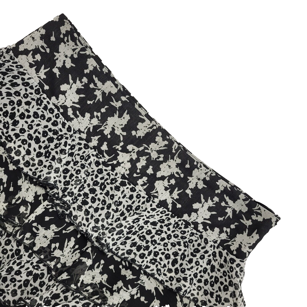 New Look Vintage 90's Black & White Floral Mini Skirt Womens UK 10-12 W30