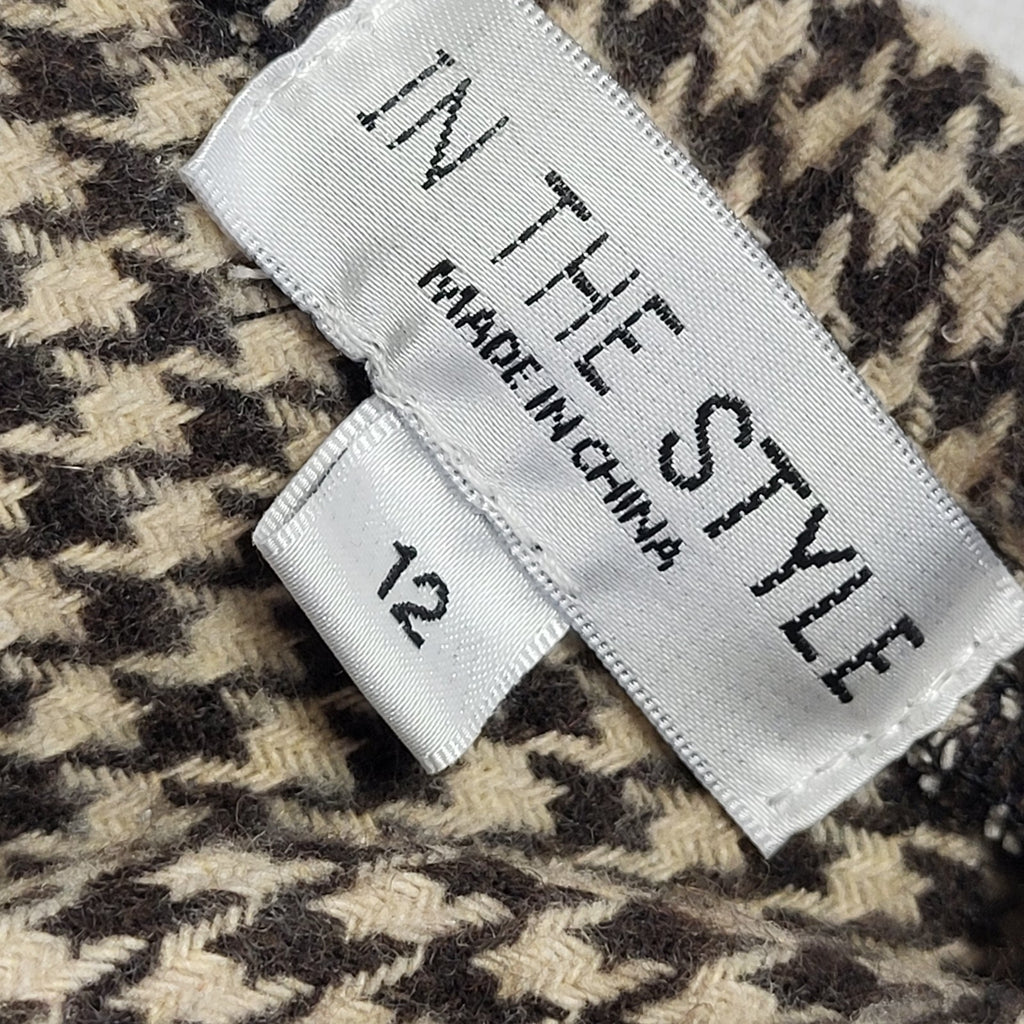 In The Style Vintage 90s Brown Check Zipped Coat Women's Size 12