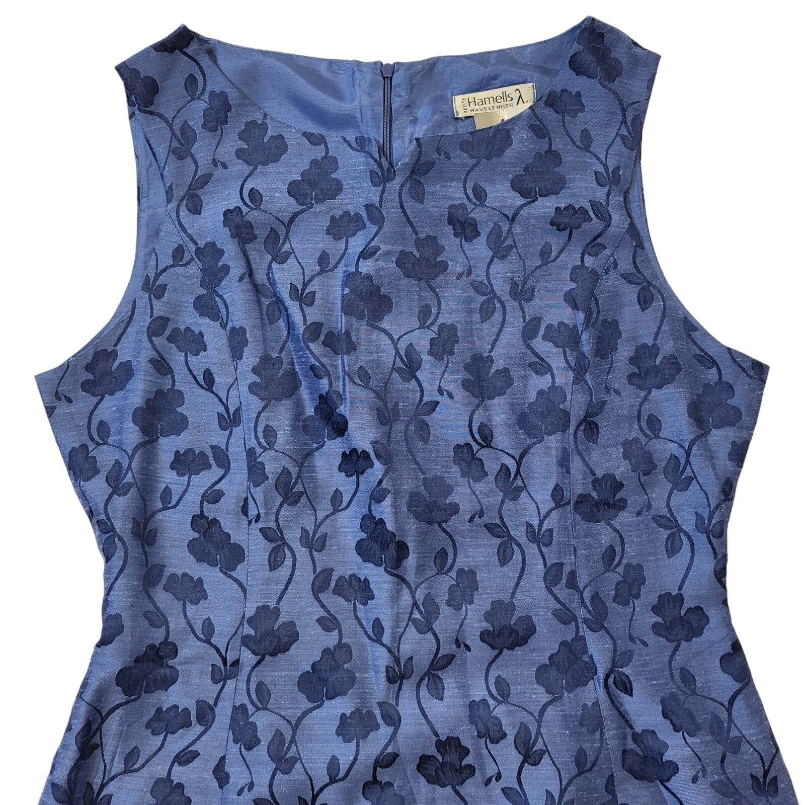 Hamels BNWT 90s Vintage Blue Floral Zip Fasten Dress Women's Size 12 Petite