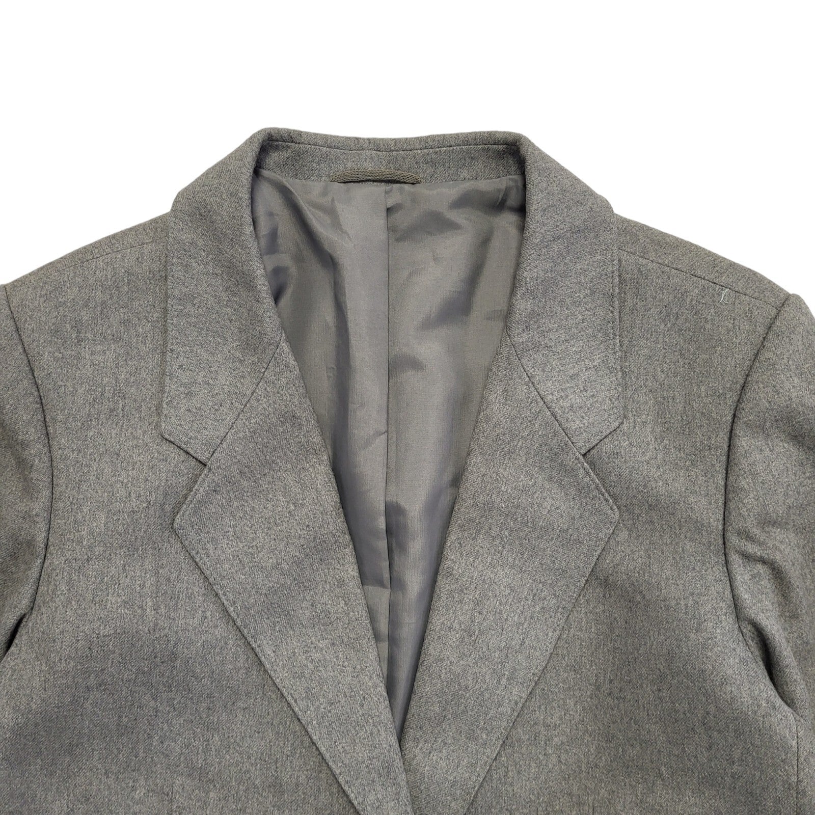St Michael Vintage 90s Grey Solid Blazer Jacket Womens Size 16