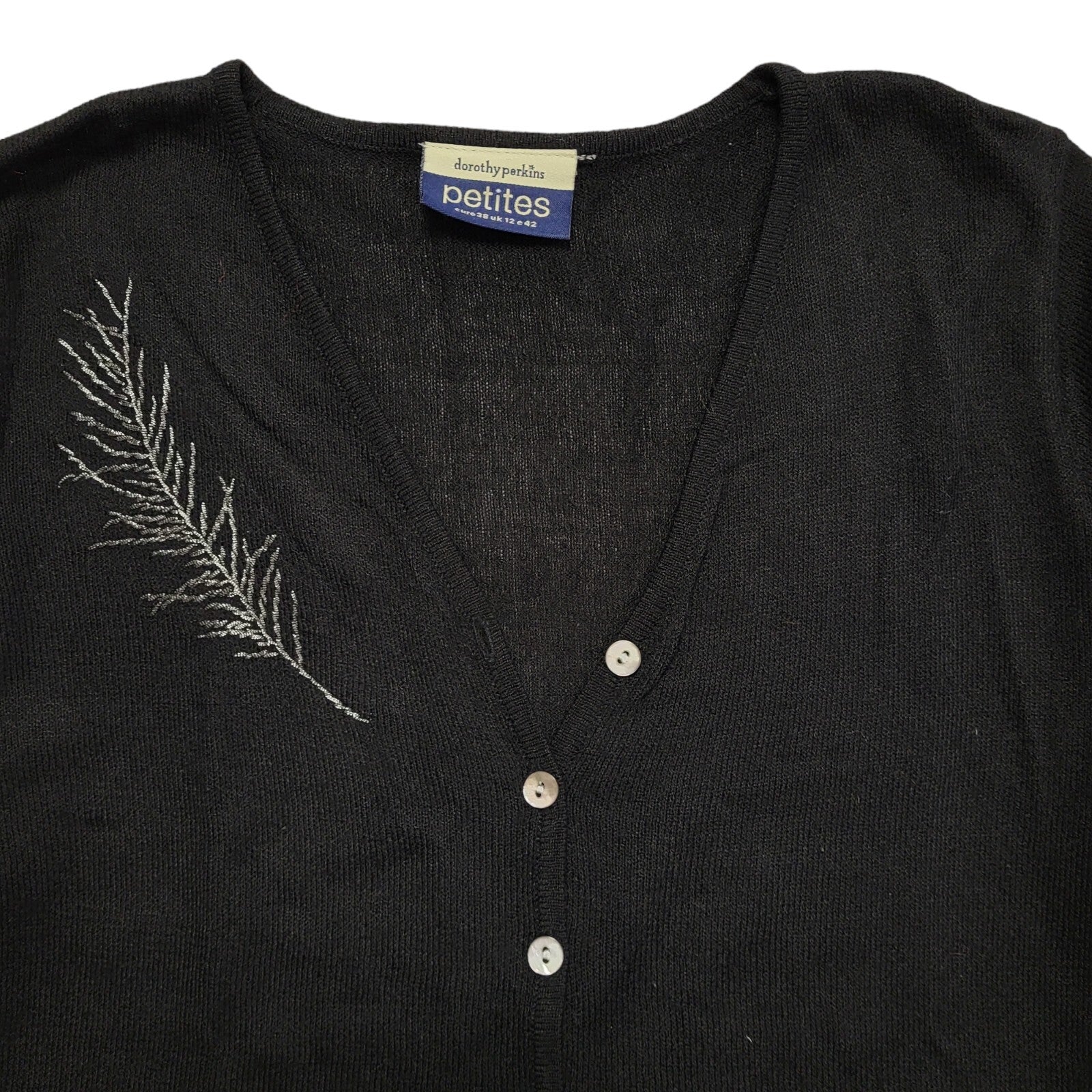 Dorothy Perkins Vintage 90s Black Button Cardigan Uk Women's Size 12