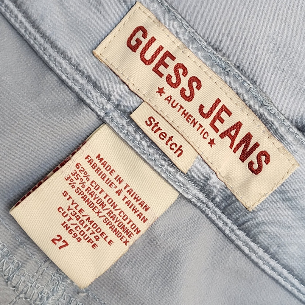 Guess Jeans 90s Light Blue Bootcut Shiny Jeans Uk Women's Size 8 W27 L32