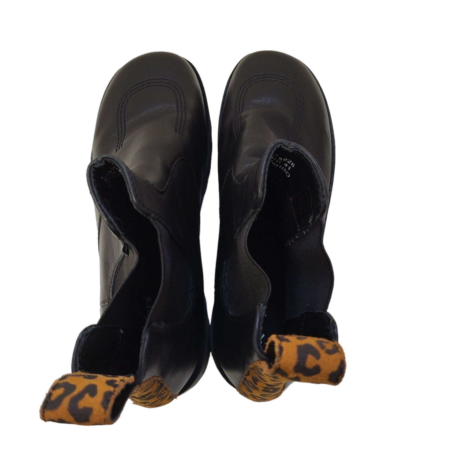 Kickers Black Slip-On Leather Boots Uk Women's 7 EU 41 Bnwob