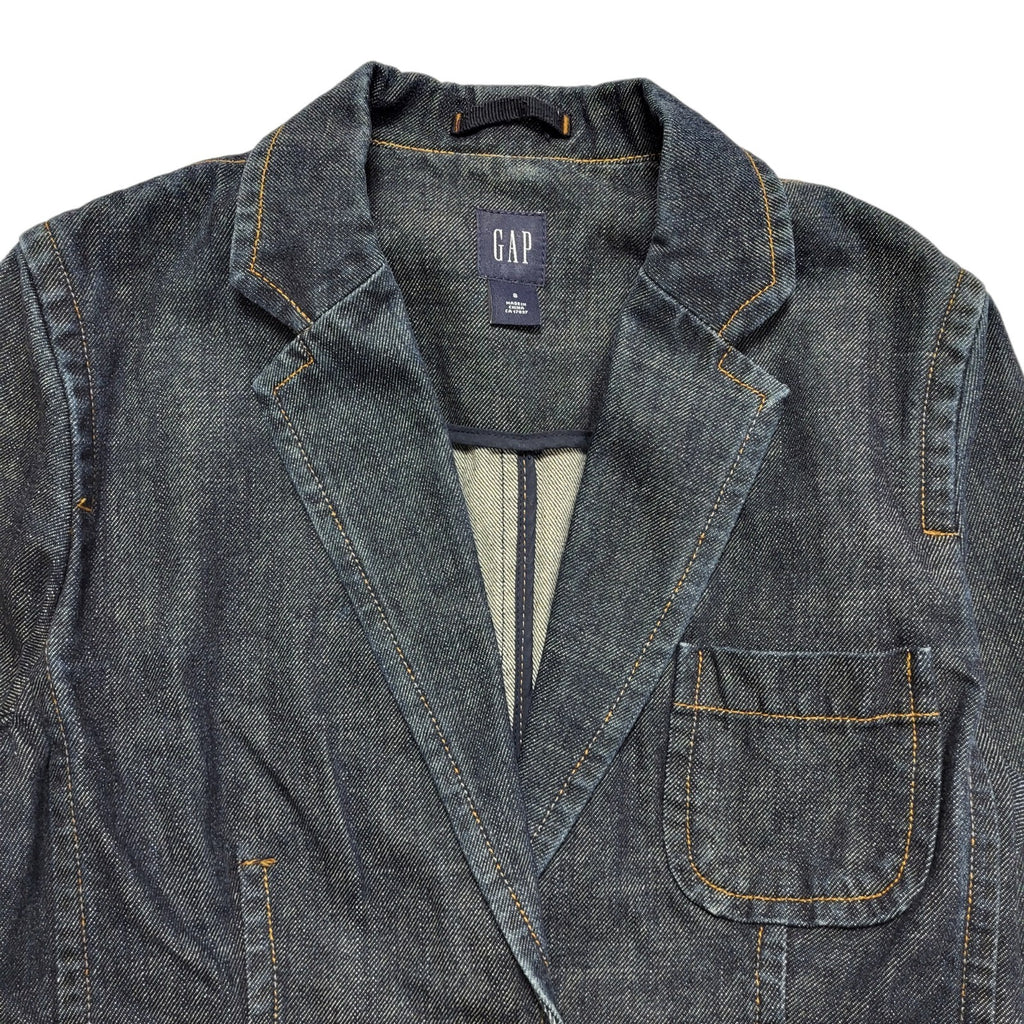Gap Vintage Y2K Dark Blue Denim Button Jacket Uk Women's Size 8