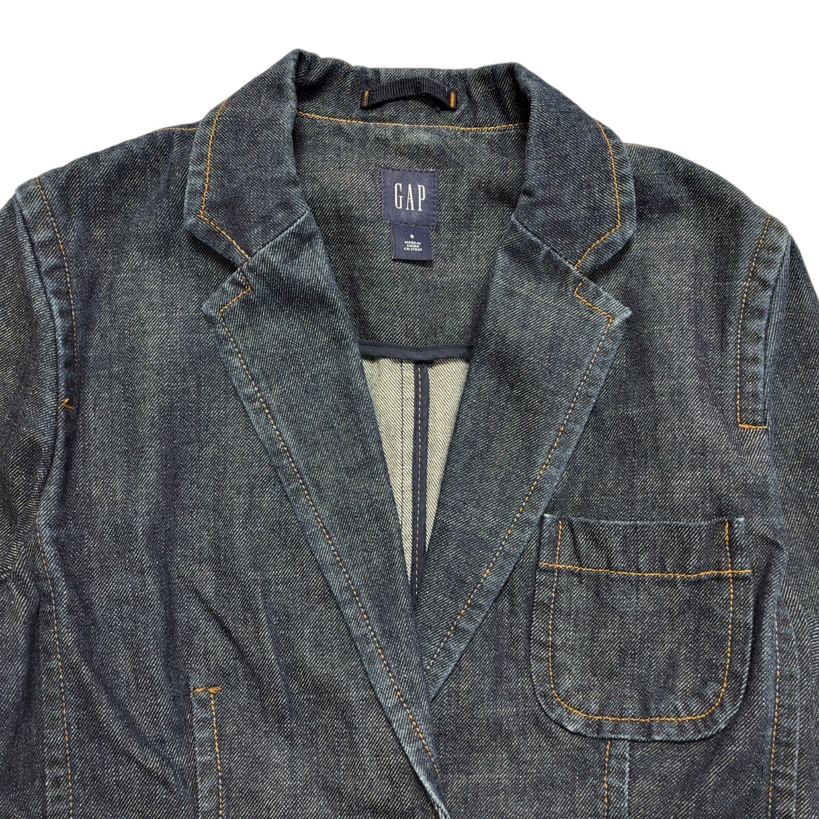 Gap Vintage Y2K Dark Blue Denim Button Jacket Uk Women's Size 8