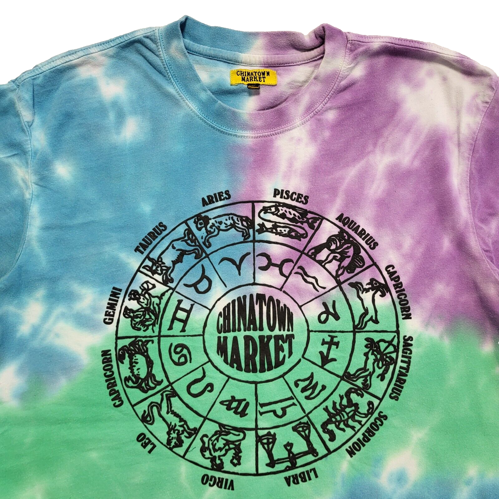China Town Market Tie Died Vintage Y2k Blue Astrology T-Shirt Uk Men's Size L