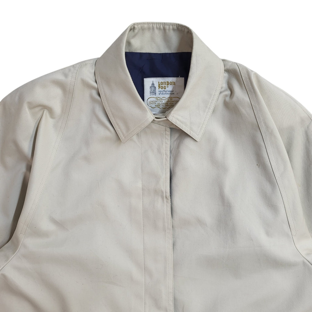 London Fog Cream / Beige  Button Front Collared Coat 90s UK Women's Size 14