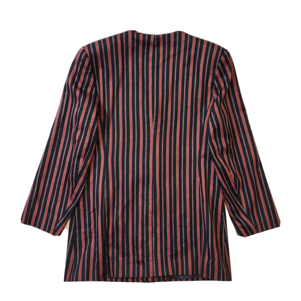 Debenhams 80s Vintage Black & Red Striped Button-Up Women's Jacket Size 14