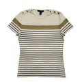 Ralph Lauren  Beige Striped Short Sleeve Round Neck Women's UK Size L
