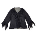 Jacqueline Rio Y2K Black Sheer Button Front Ruffle Blouse Women's Size 10