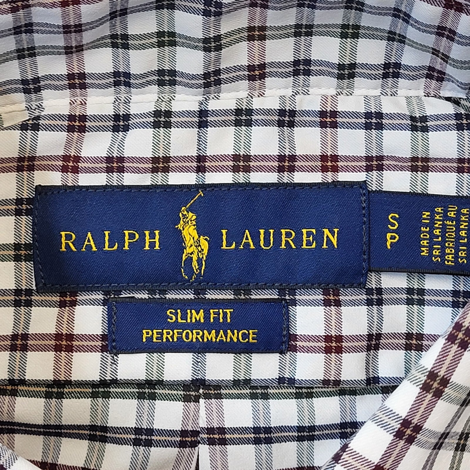 Polo Ralph Lauren White & Red Check Slim Long Sleeve Shirt Men's Size S Eu 46