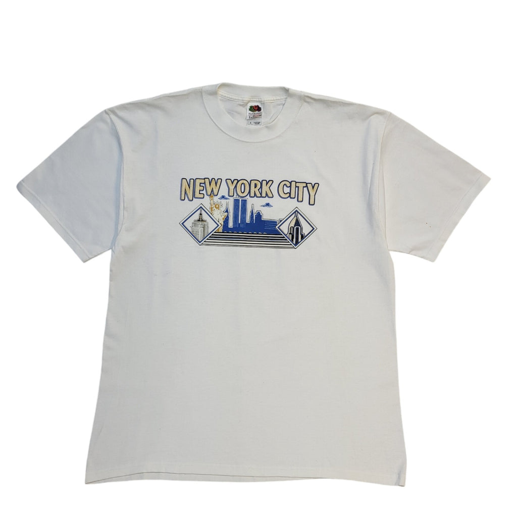 Fruit Of The Loom 90s Vintage New York City White Crew Neck T-Shirt Men's XL