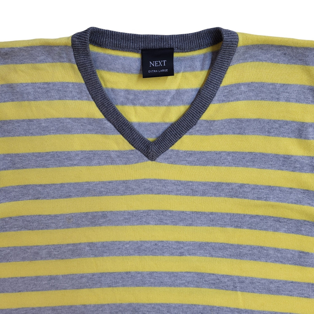 Next Yellow & Grey Striped Vintage Y2k Tank Top UK Men's Size XL