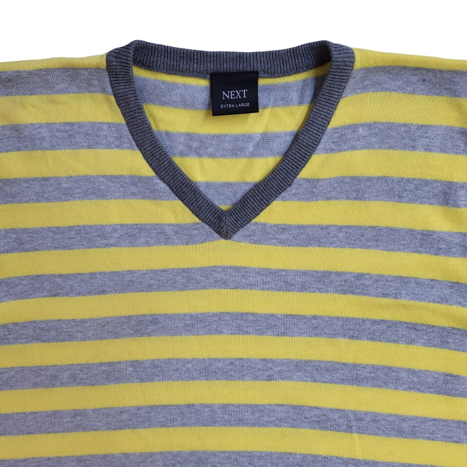 Next Yellow & Grey Striped Vintage Y2k Tank Top UK Men's Size XL